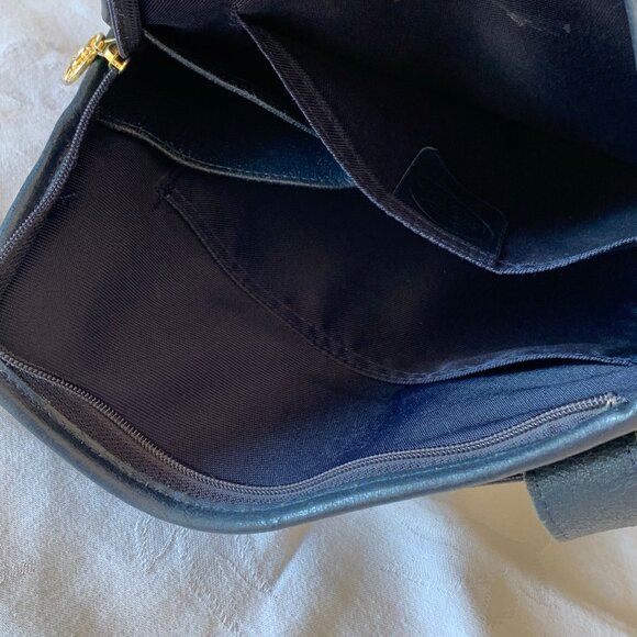 LONGCHAMP Vintage Roseau Dark Blue Leather Sling Bag - Picture 4 of 7